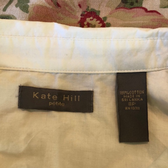 KATE HILL Size SP Watercolor Floral Graphic Button Front Blouse Sequin Beads NEW - Picture 9 of 16